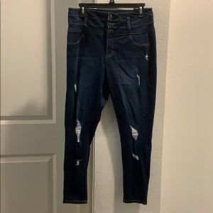 High waisted ripped skinny jeans